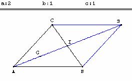 calcul vectoriel du barycentre de 3 points