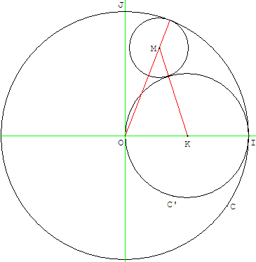 geometrie du cercle - cercle tangent à 2 cercles tangents - copyright Patrice Debart