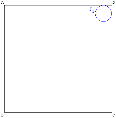 geometrie du cercle - petit cercle tangent dans un carré - copyright Patrice Debart