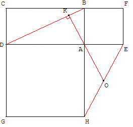 transformation géométrique similitude - médiane et hauteur dans deux carrés autour d'un rectangle - copyright Patrice Debart 2003