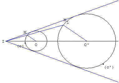 transfomaton géométrique homothétie - tangentes communes a deux cercles - copyright Patrice Debart