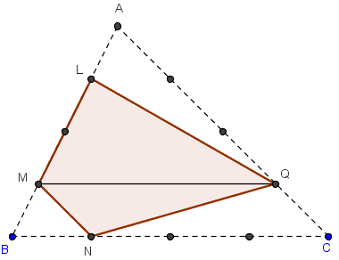 quadrilatère inscrit dans un triangle - figure Geogebra - copyright Patrice Debart 2008