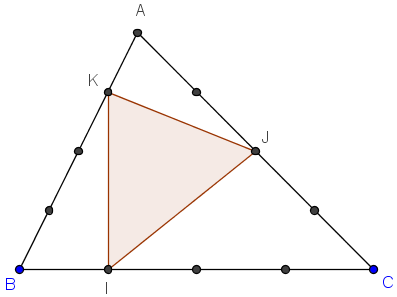 aire d'un triangle inscrit dans un triangle - figure Geogebra - copyright Patrice Debart 2008