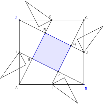 le carré au collège - multiplication par 5 de la surface d'un carré - figure Geogebra - copyright Patrice Debart 2007