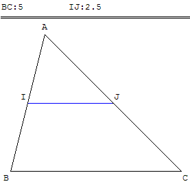 Geometrie du triangle - droite des milieux - copyright Patrice Debart 2004