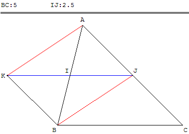 geometrie du triangle - demonstration du theoreme des milieux - copyright Patrice Debart 2004