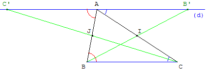 geometrie du triangle - symétrie et somme des angles - copyright Patrice Debart 2004