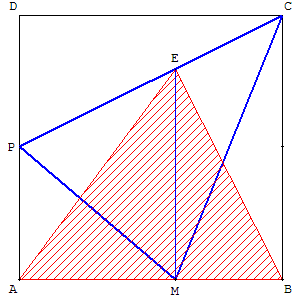 triangle inscrit dans un carré - aire maximale - copyright Patrice Debart 2007