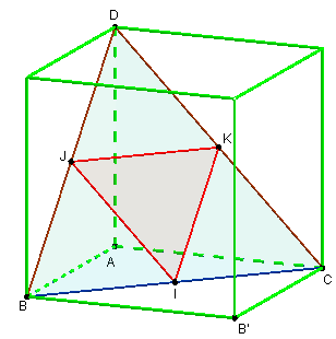 Geogebra 3D - triangle dans un coin de cube - copyright Patrice Debart 2015