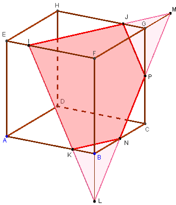 geogebra 3d - construction de la section plane du cube - copyright Patrice Debart 2015