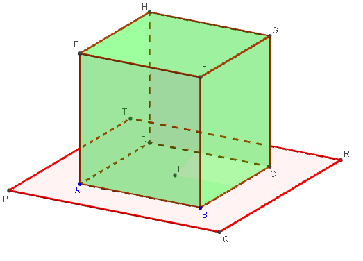figure geogebra 3d - cube pose sur un carre - copyright Patrice Debart 2015