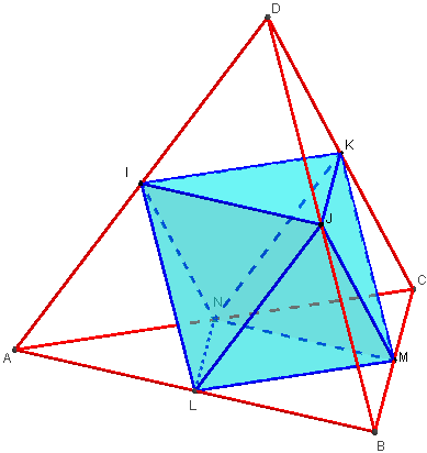 geogebra 3D - octaèdre dans un tétraèdre- copyright Patrice Debart 2015