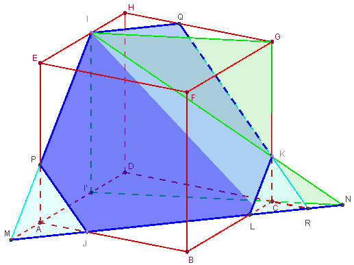 geogebra 3D - hexagone comme section de cube - copyright Patrice Debart 2015