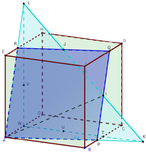parallelogramme section plane du cube avec geogebra 3d - copyright Patrice Debart 2015