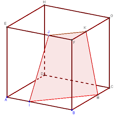 trapèze comme section de cube avec geogebra 3d - copyright Patrice Debart 2015