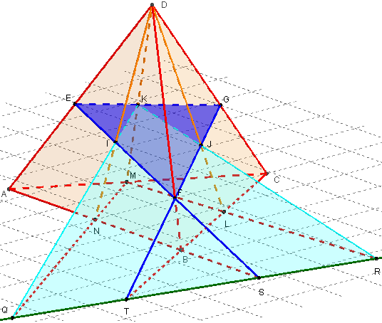 geogeba 3d - section triangulaire d'un tétraèdre- copyright Patrice Debart 2015