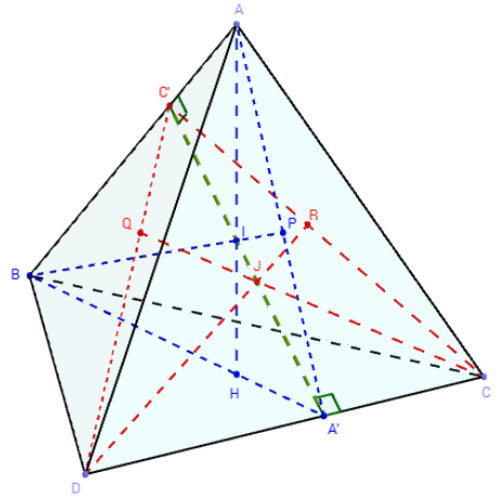 Geogebra 3d - tétraèdre avec 2 paires de hauteurs concourantes - copyright Patrice Debart 2015