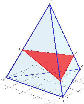 geogebr 3d - triangle section plane d'un tétraèdre- copyright Patrice Debart 2015