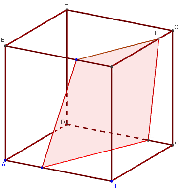 geogebra 3d - trapèze comme section d'un cube - copyright Patrice Debart 2014