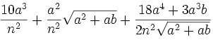 HI = \frac{10a^3}{n^2} + \frac{a^2}{n^2}\sqrt{a^2+ab} + \frac{18a^4+3a^3b}{2n^2\sqrt{a^2+ab}}