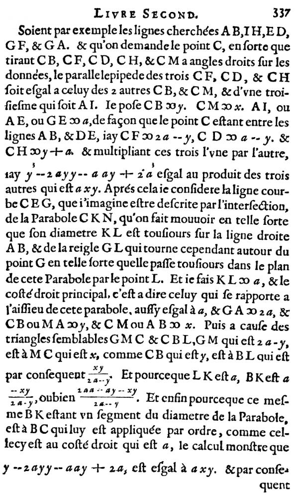 la geometrie de descartes - ed. 1637 - page 337