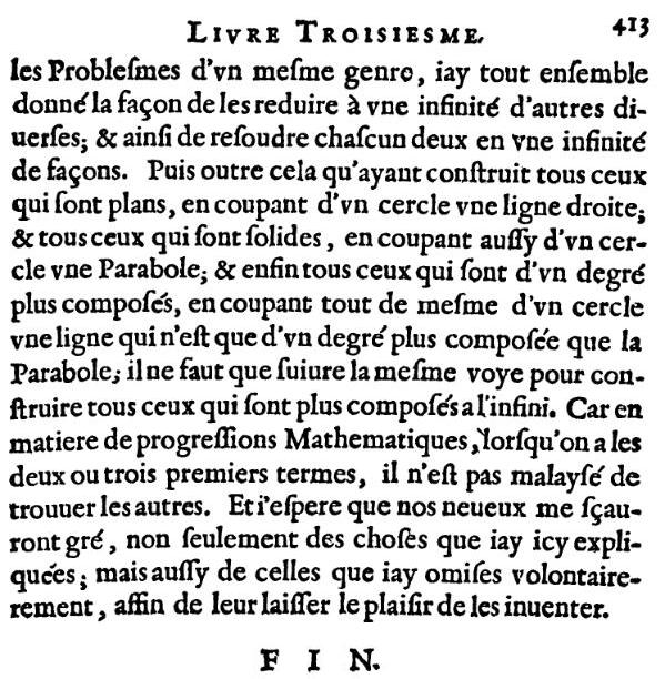 la geometrie de descartes - ed. 1637 - page 413