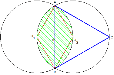 triangle équilatéral inscrit dans un cercle, avec un deuxième cercle de meme rayon - copyright Patrice Debart 2009