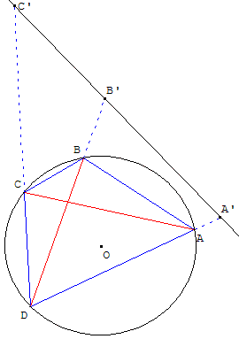 geometrie du cercle - réciproque du théorème de Ptolémée - copyright Patrice Debart 2003