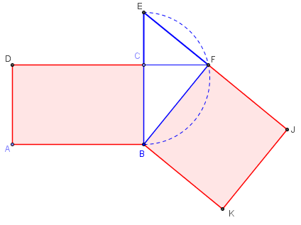 construction geometrique - quadrature du rectangle avec geogebra - copyright Patrice Debart 2003