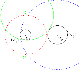 probleme de construction - dessiner un cercle tangent a deux cercles