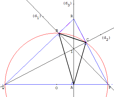 droites remarquables du triangle - tracer un triangle connaissant ses trois bissectrices - copyright Patrice Debart 2002