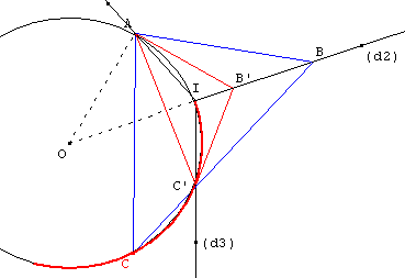 droites remarquables du triangle - trouver le deuxième point d'intersection - copyright Patrice Debart 2002