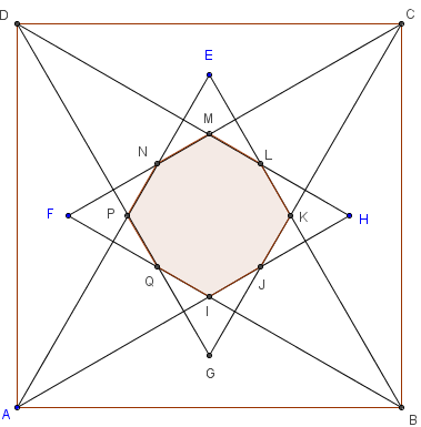 octogone inscrit dans un carré - polygone régulier à 8 côtés - copyright Patrice Debart 2006