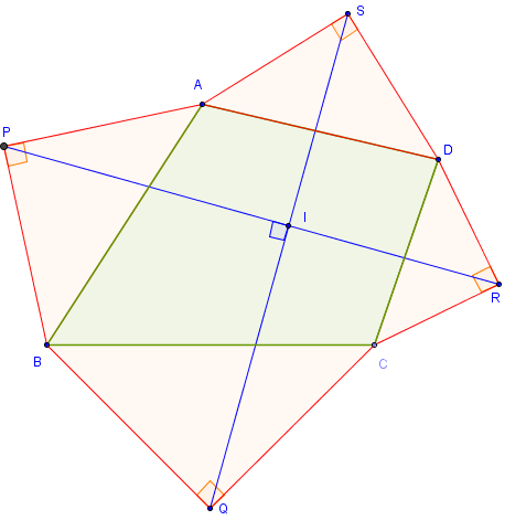 quatre triangles rectangles isoceles autour d'un quadrilatere - copyright Patrice Debart 2016