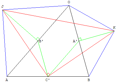 deux triangles isoceles autour de BOA - probleme d'incidence - copyright Patrice Debart 2003