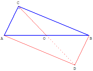 reciproque du theoreme de thales sur le cercle - demonstration avec un rectangle de surface double du triangle - copyright Patrice Debart 2004