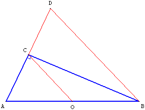 reciproque du théorème de thales sur le cercle - demonstration avec un triangle isocele - copyright Patrice Debart 2004