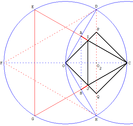 triangle inscrit dans un carré - trois triangles équilatéraux par Abul-Wafa - copyright Patrice Debart 2007
