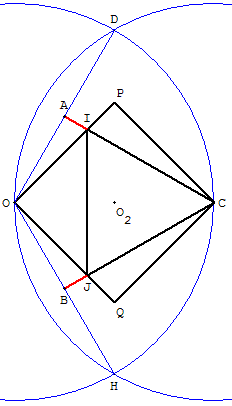 triangle inscrit dans un carré - triangle équilatéral d'Abul-Wafa - copyright Patrice Debart 2007