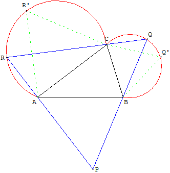 geometrie du triangle - triangle equilateral circonscrit a un triangle - copyright Patrice Debart 2004