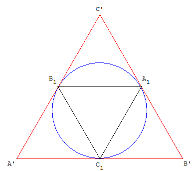 geometrie du triangle equilateral et cercle inscrit - copyright Patrice Debart 2004