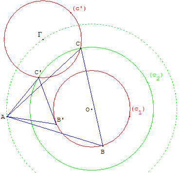 geometrie du triangle equilateral - probleme des trois cercles - copyright Patrice Debart 2004