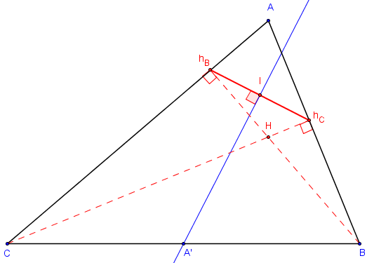 geometrie du triangle - les médiatrices du triangle orthique passent par les milieux des côtés du triangle - copyright Patrice Debart 2016