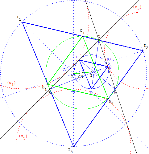 geometrie du triangle - triangle median du triangle de bevan - copyright Patrice Debart 2005