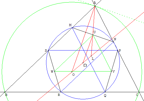 geometrie du triangle - construction des milieux des cordes à partir d'un centre - copyright Patrice Debart 2002