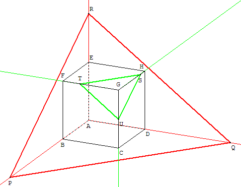 geometrie dans l'espace - section triangulaire de cube - copyright Patrice Debart 2007