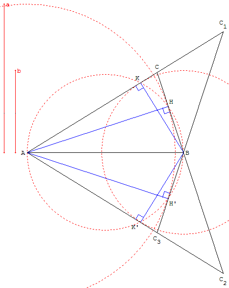 triangle connaissant un cote et deux hauteurs