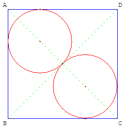 empilement dans le carré - 2 cercles inscrit dans un carré - copyright Patrice Debart 2013