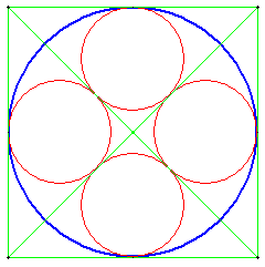 sangaku dans le cercle - quatre cercles inscrits - copyright Patrice Debart 2013