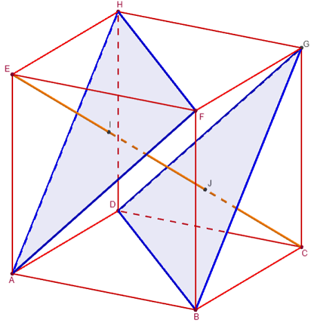 Épreuve pratique dans l'espace - partage en trois d'une diagonale du cube - copyright Patrice Debart 2018